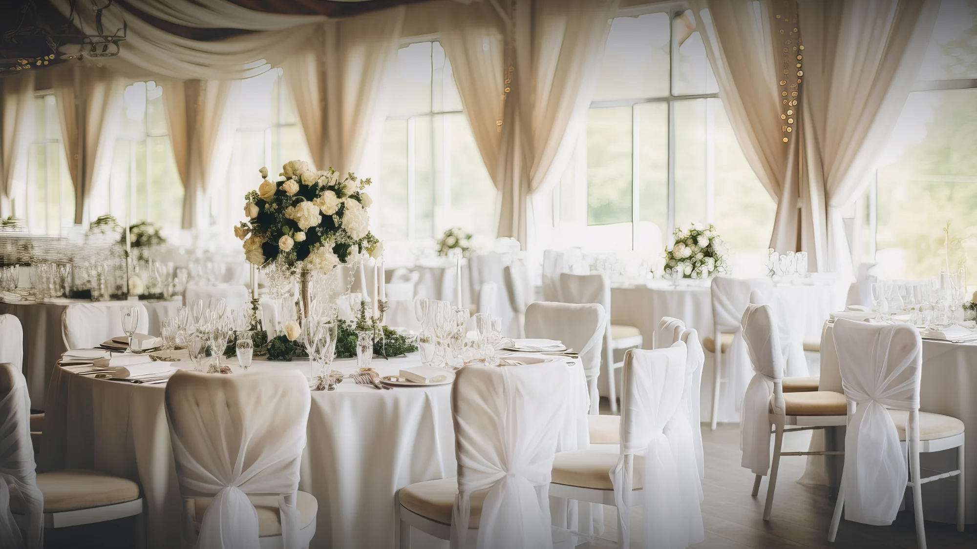 Beautifully decorated affordable wedding venue near me with elegant seating